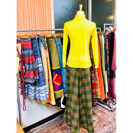 80s Yellow turtleneck top【01013】