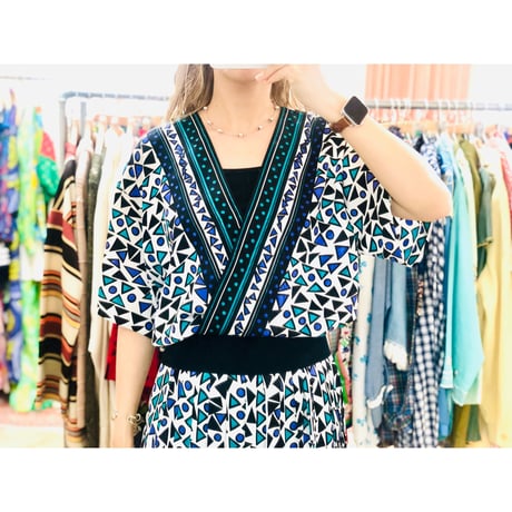 80s Geometric pattern 2pc【00947】
