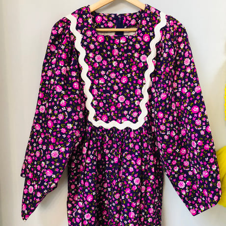 70s Handmade purple hippie maxi dress【01128】