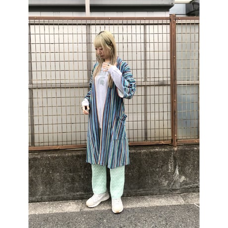 70s Green poly pants【01406】