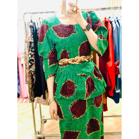 70-80s green batik setup【00573】
