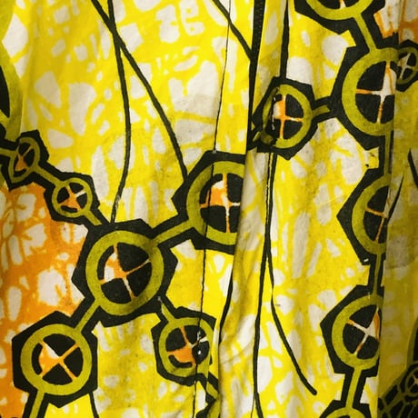 Yellow African batik dress【01186】