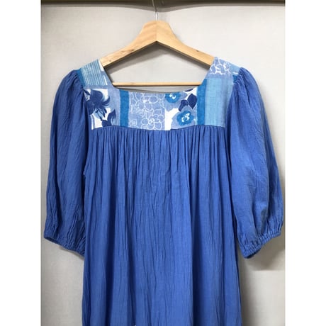 80s Balloon sleeve cotton dress【00863】