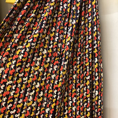 60-70s Bird print maxi dress【01209】