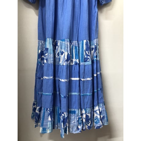80s Balloon sleeve cotton dress【00863】