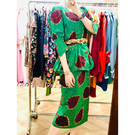 70-80s green batik setup【00573】