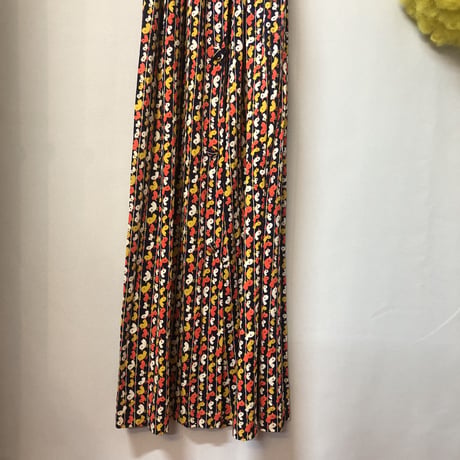 60-70s Bird print maxi dress【01209】