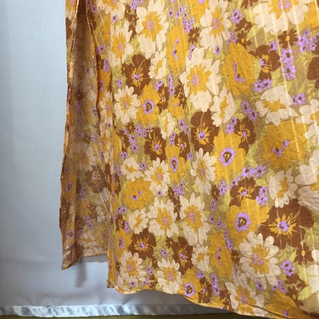 Vintage orange floral maxi dress【01217】