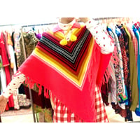 70s Knit poncho【01027】