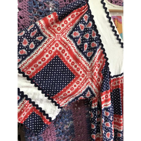 70s Bandana hippie maxi dress【01465】