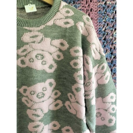 80s Teddy Bear Knit Sweater【01395】