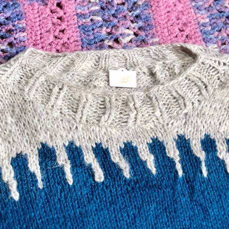 Blue gray mohair knit vest【01348】