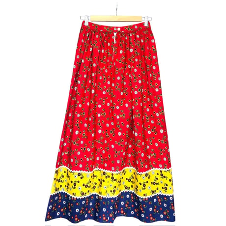 70s Floral maxi skirt【01454】
