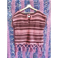 Pink × Brown hand knit vest【01374】