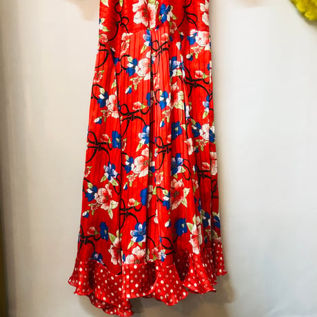 Diane Freis Red floral ruffled dress【01115】
