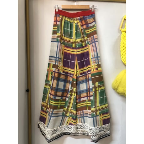 70s Wool patchwork maxi skirt【01052】