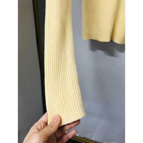 DEAD STOCK Turtleneck knit sweater / Lemon【00738】