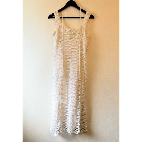 80-90s Sleeveless crochet dress【00363】