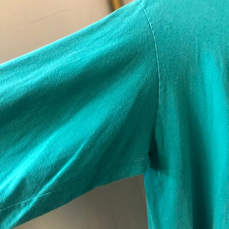 90s Turtleneck cotton top / Emerald【01021】