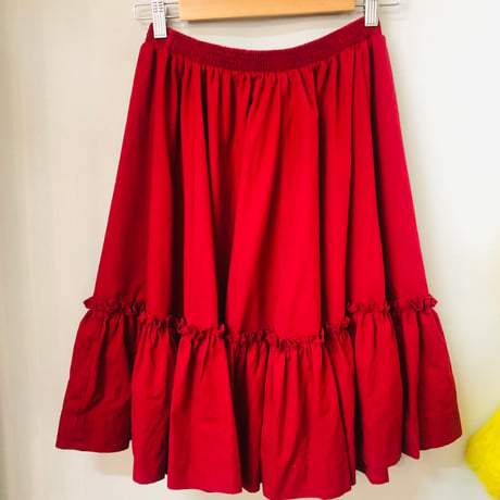 Vintage burgundy tired skirt【01111】