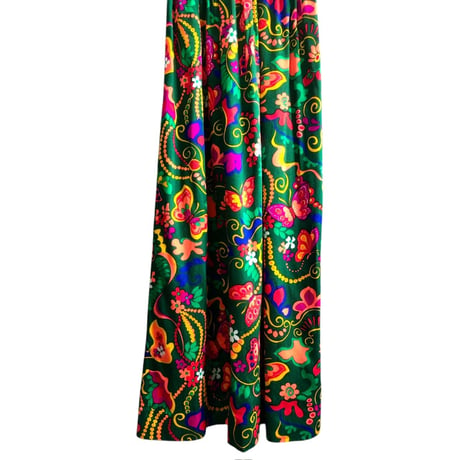 70s Butterfly and Flower dress【01448】
