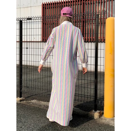 Vintage stripe maxi dress【01230】