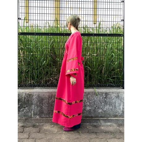 70s Pink hippie maxi dress【01146】