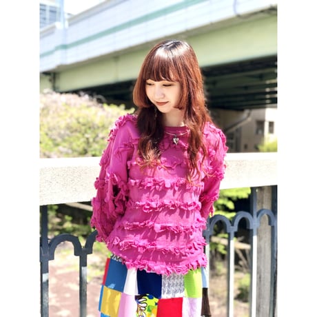 Paula Sweet Muslin Mink Fringe pink pullover【01117】