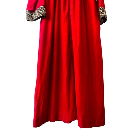 70s Red house maxi dress【01425】