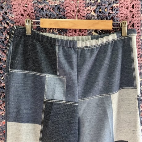 70s Patchwork style poly pants【01405】