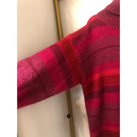80s Pink border knit sweater【01058】