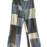 70s Patchwork style poly pants【01405】