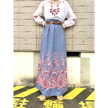 Vintage floral embroidery blouse【01514】