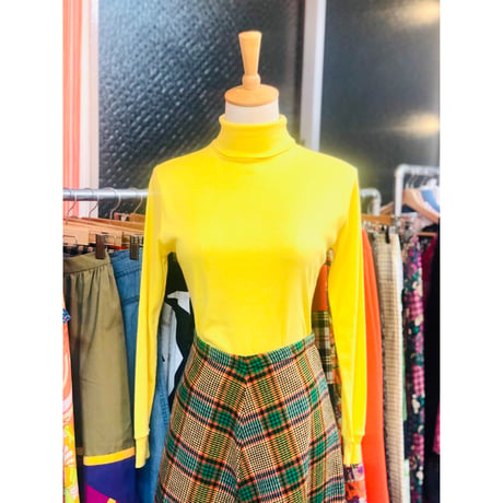 80s Yellow turtleneck top【01013】