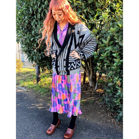80s oversized knit cardigan【00089】