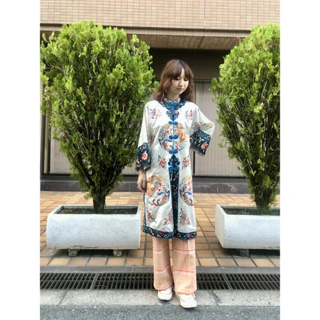 Vintage silk china long jacket【01221】