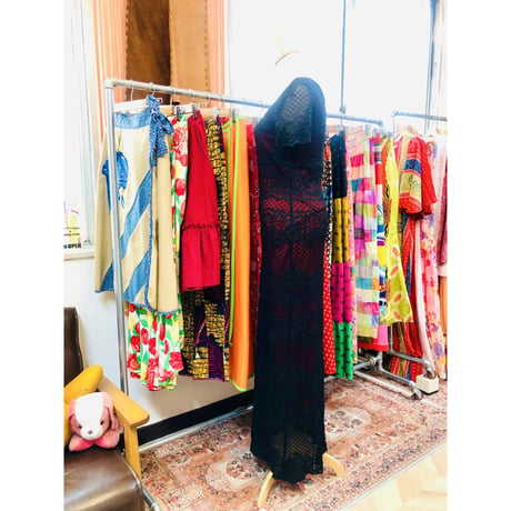 Vintage black lace dress【01065】