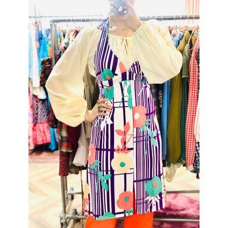 60s Halter mini dress【00969】