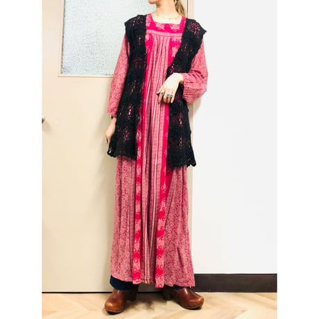 70s Indian cotton maxi dress【00874】