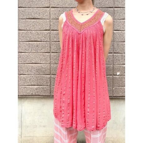 Vintage pink cotton tunic【01513】