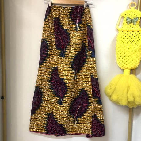 Vintage leaf pattern african batik skirt【01183】