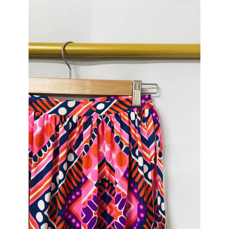 70s Psychedelic wrap maxi skirt【00853】