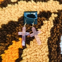 80s Clear cross pierce PINK【00575】