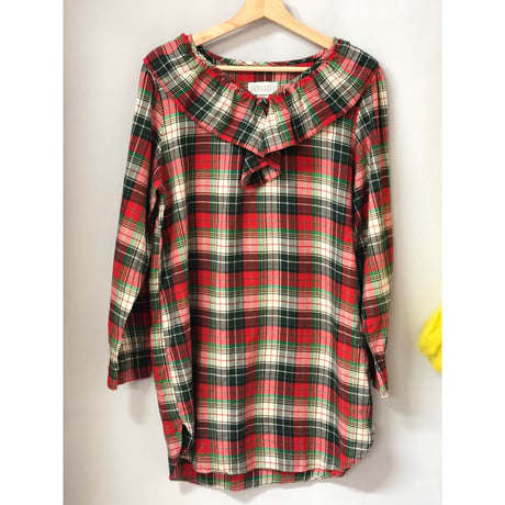 Vintage plaid cotton tunic【00642】