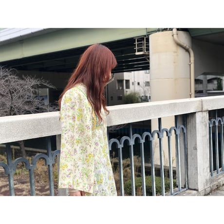 70s Floral flare sleeve maxi dress【01076】