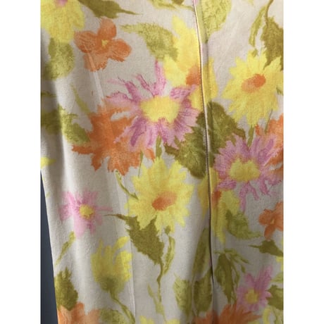 Vintage yellow floral mini dress【00907】