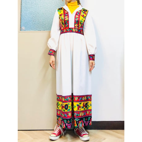 70s Bohemian maxi dress【01034】