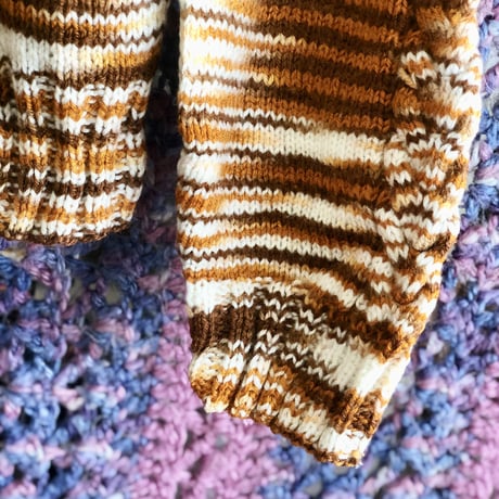 Orange marble rib turtle knit sweater【01333】
