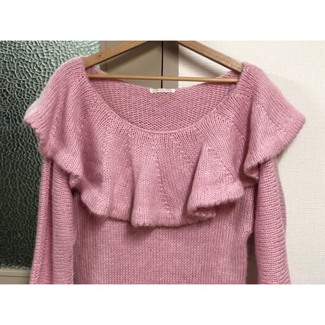 80s Knit pink dress【00589】