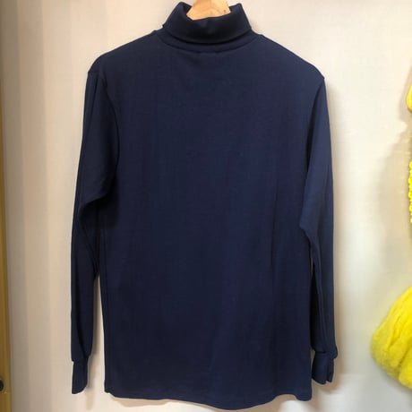 80s Navy turtleneck top【01014】